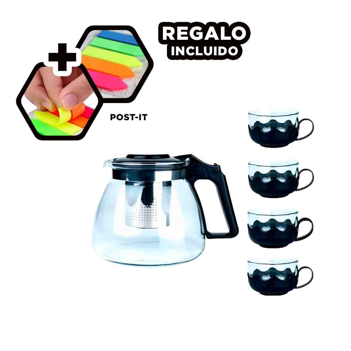 PACK6 TETERA CON FILTRO DE 1000ML Y+BANDERITAS ADHESIVAS - 1