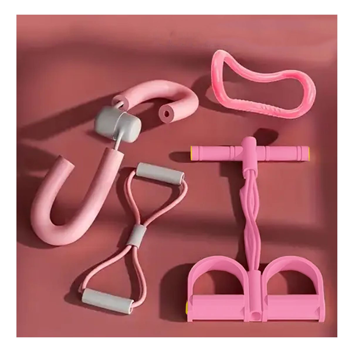 BANDA TENSOR DE PEDAL ROSADO CLARO SUAVE Y RESISTENTE PARA FITNESS Y+PAPEL REGALO - 3