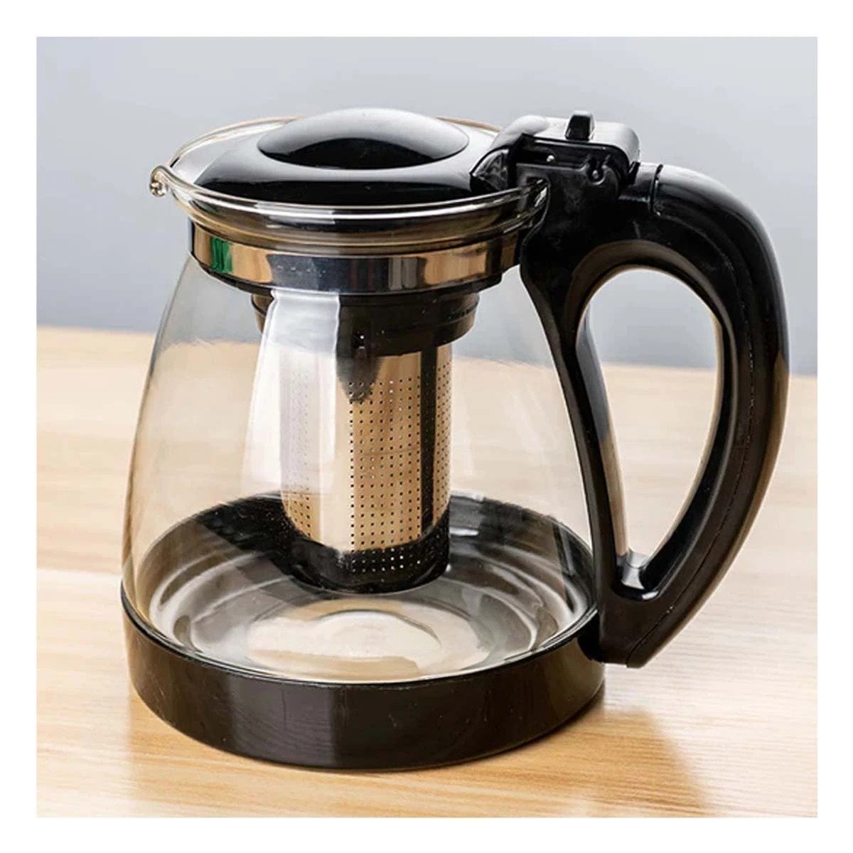 INFUSOR PARA TE DE 1000ML CON 4 TAZAS DE 150ML TRANSPARENTE BASE ONDEADO NEGRO - 2