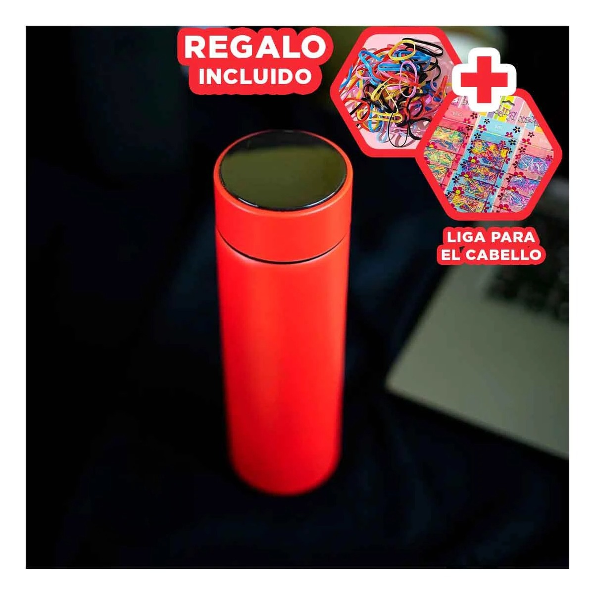 PACK12 TOMATODO TERMICO DE 500 ML EN ROJO Y+LIGAS DE REGALO - 1