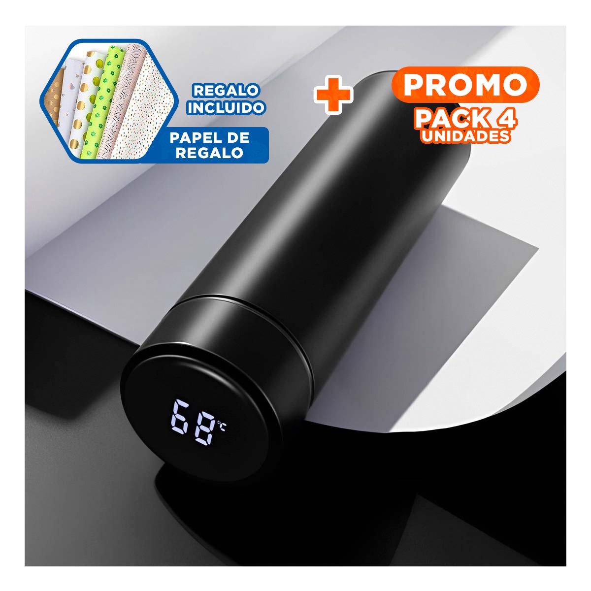 PACK4 RECIPIENTE DE VIAJE 500 ML CON FILTRO DE TE DIGITAL PARA OFICINA CASA Y+PAPEL REGALO - 1