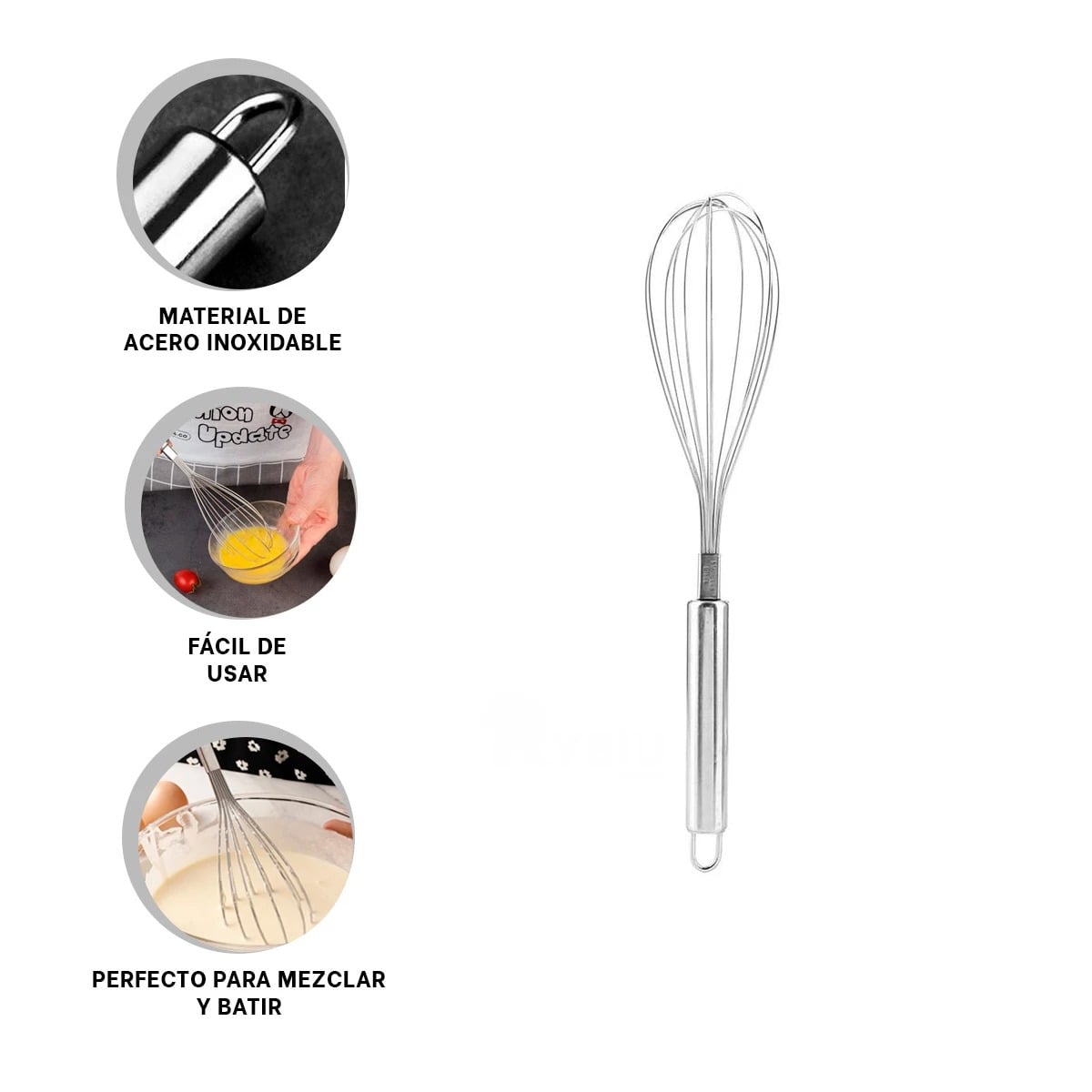 PACK6 BATIDORA INOXIDABLE EN PLATEADO Y+LIGAS DE REGALO - 3