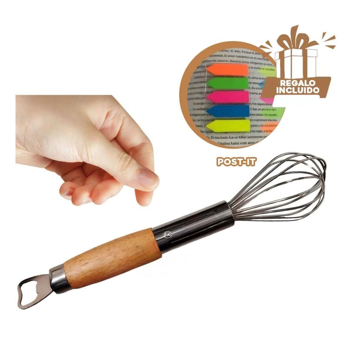 PACK4 UTENSILIO PARA BATIR PLATEADO Y+BANDERITAS ADHESIVAS - 1