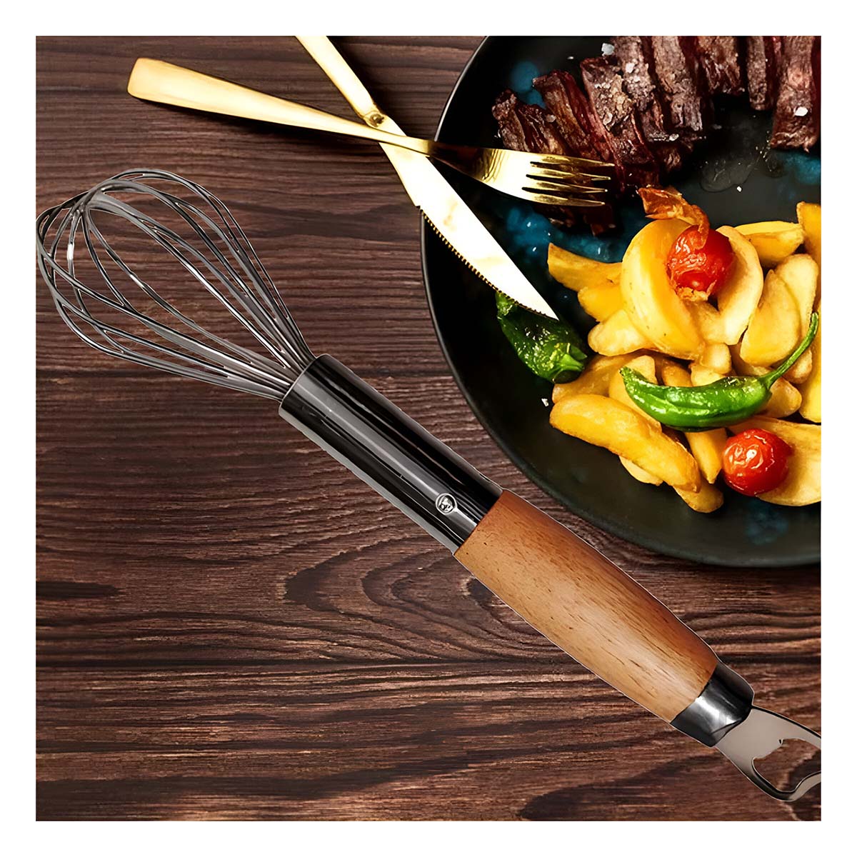 PACK4 UTENSILIO PARA BATIR PLATEADO Y+BANDERITAS ADHESIVAS - 4