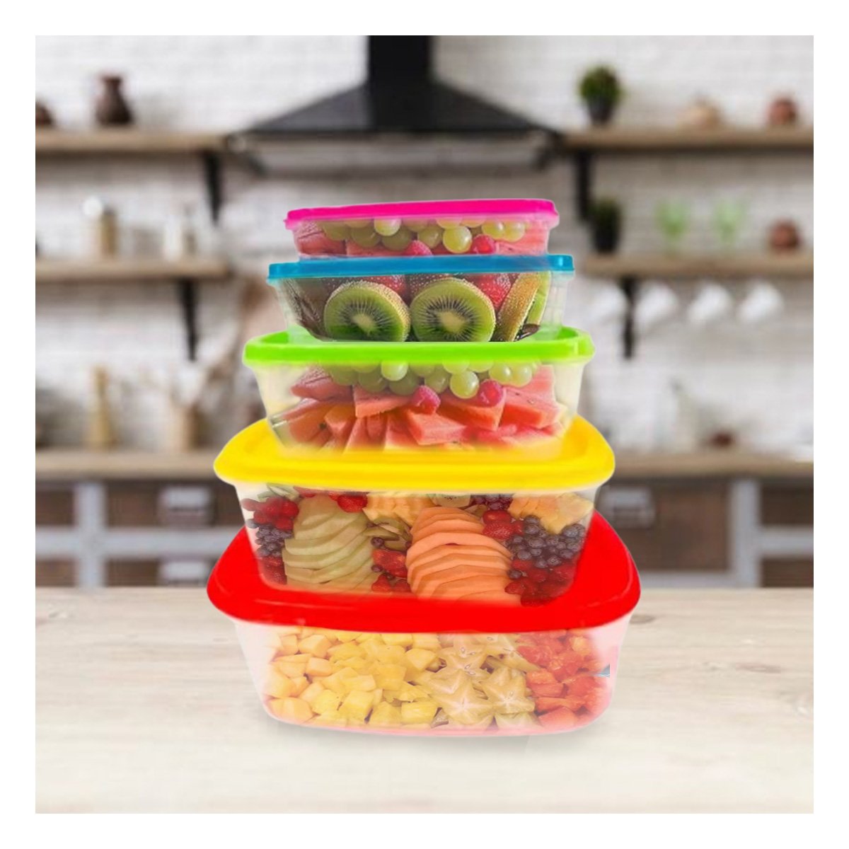 PACK6 ENVASE RECTANGULAR 5 PIEZAS MULTICOLOR PARA REFRIGERACION Y+PAPEL REGALO - 5