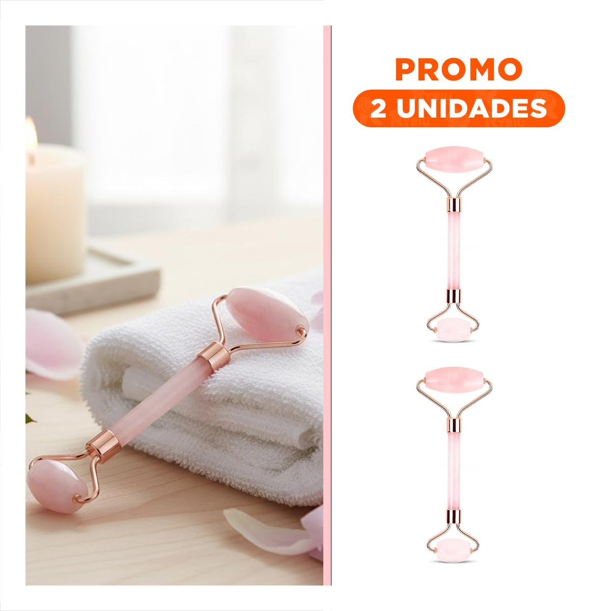 PACK2 JUEGO 1 DE CUARZO ROSADO MARMOLEADO PARA CUIDADO FACIAL - 1
