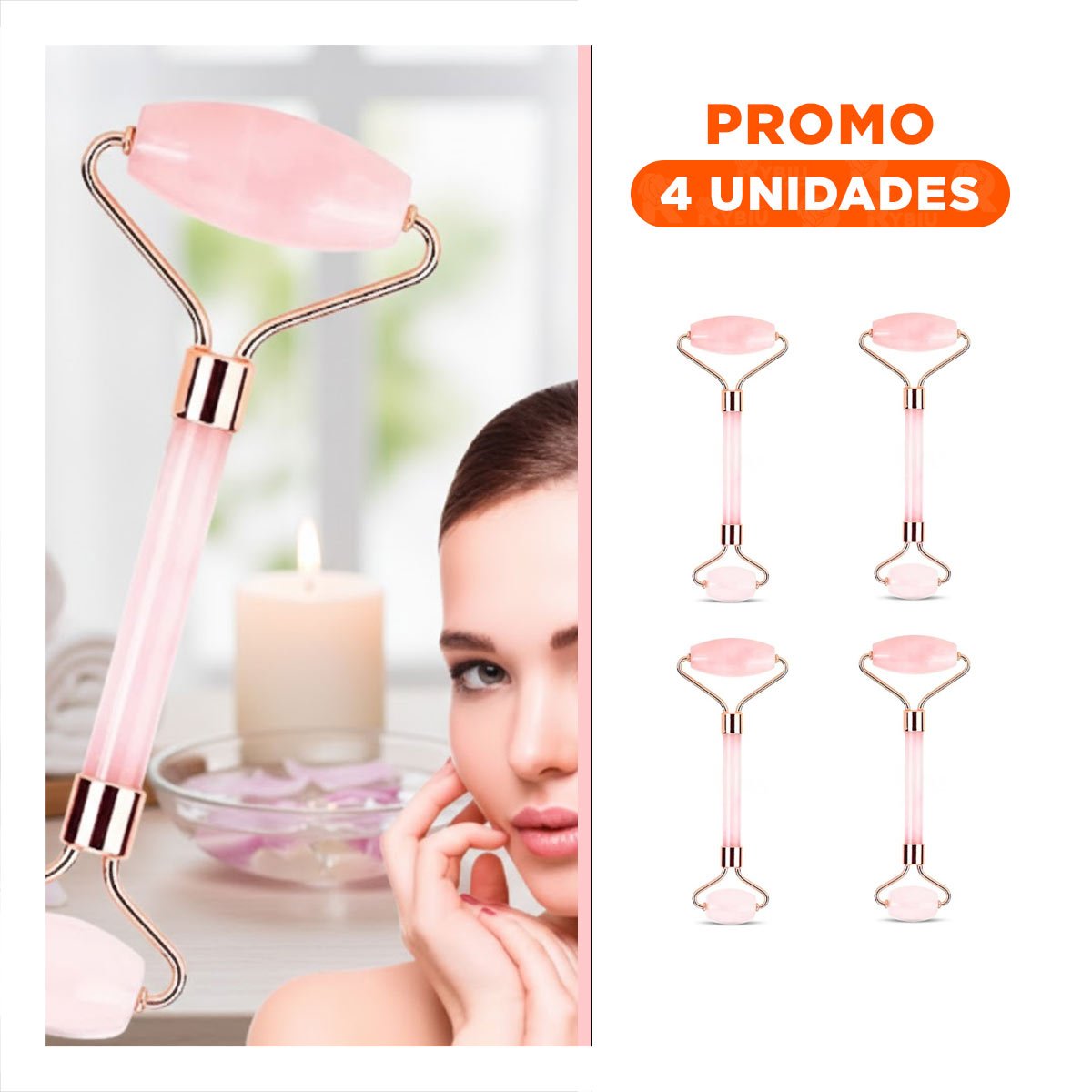 PACK4 SISTEMA 1 DE CUARZO ROSADO MARMOLEADO PARA RUTINA FACIAL Y+REGALO STICKER - 1