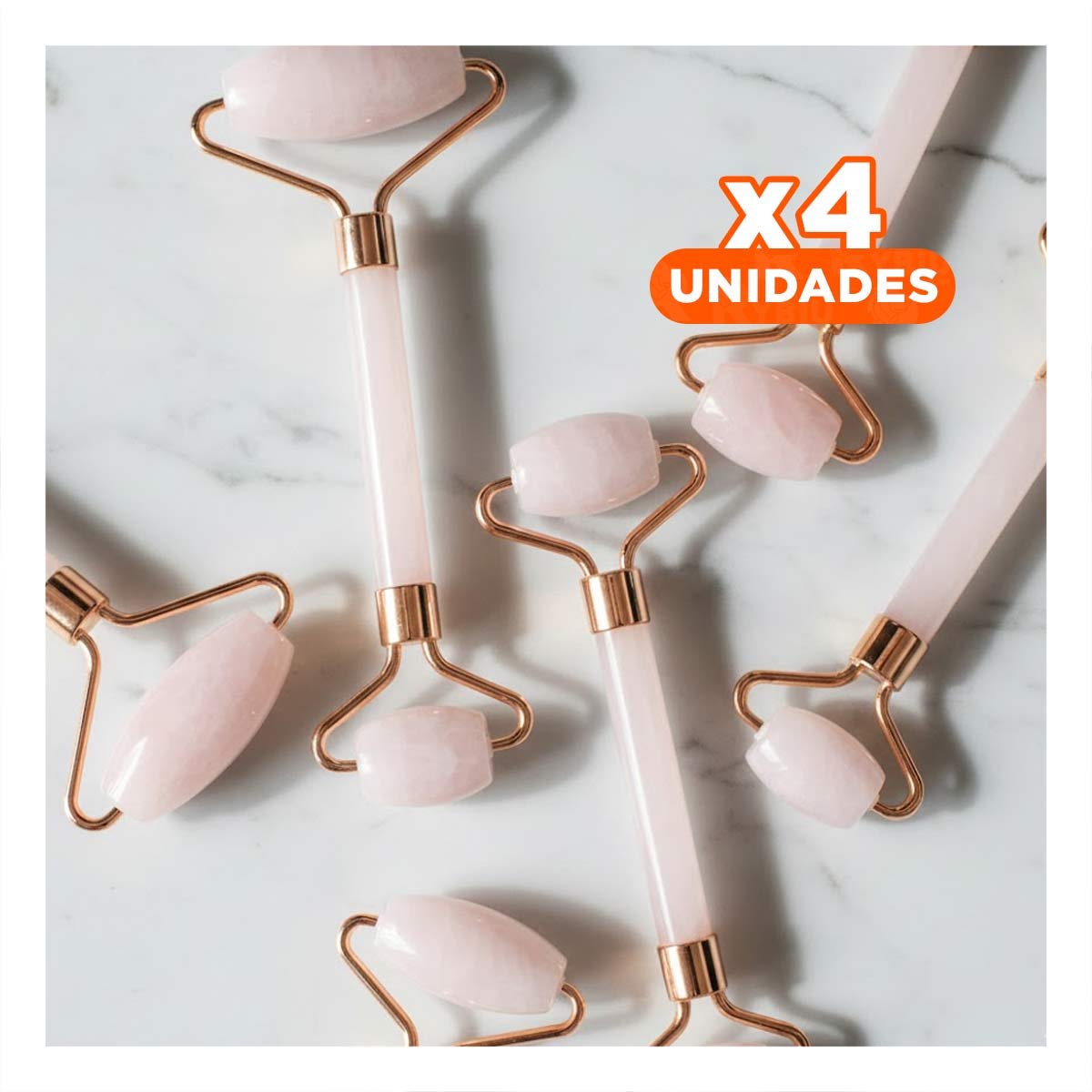 PACK4 CONJUNTO 1 DE CUARZO ROSADO MARMOLEADO PARA MASAJE FACIAL - 1