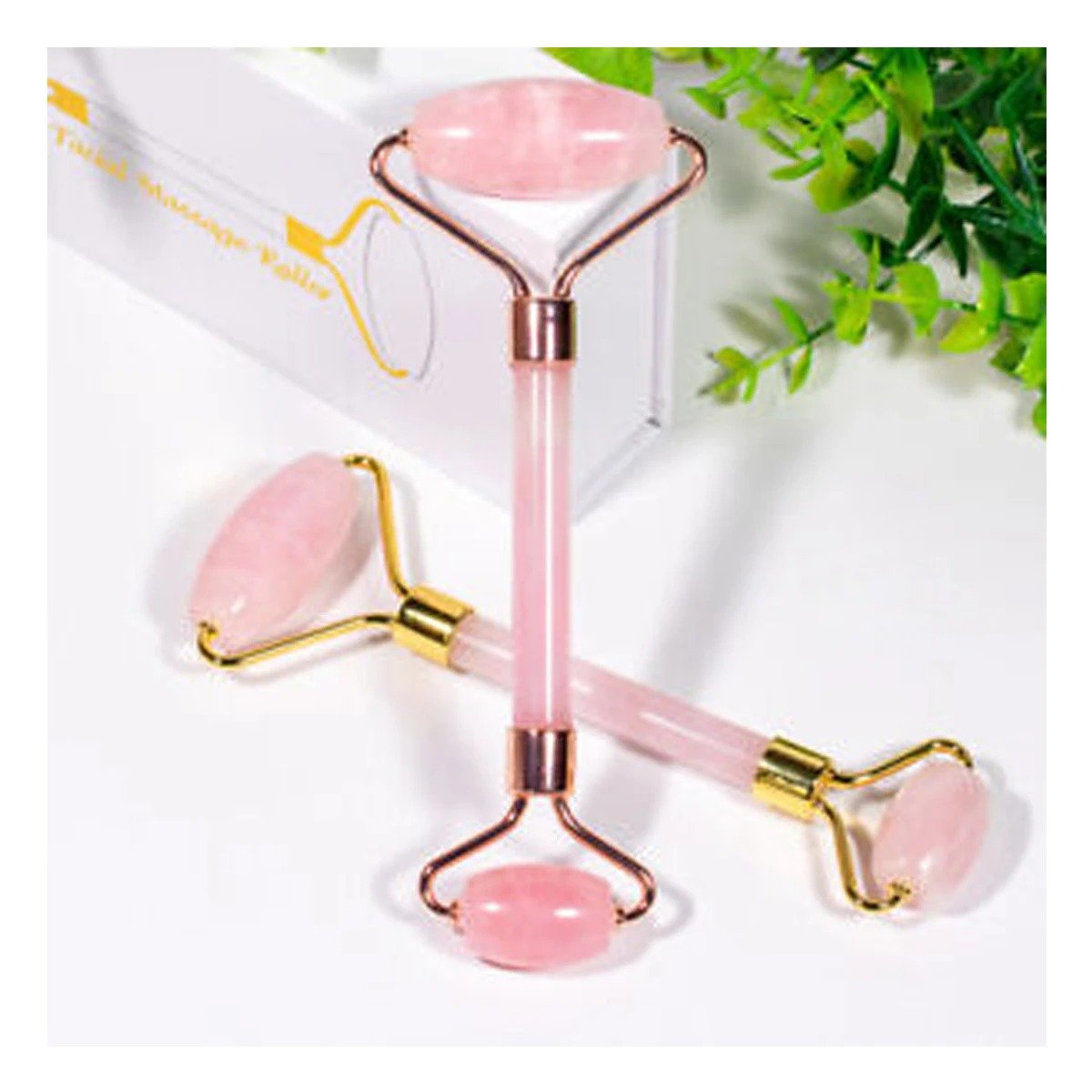 PACK4 CONJUNTO 1 DE CUARZO ROSADO MARMOLEADO PARA MASAJE FACIAL - 5