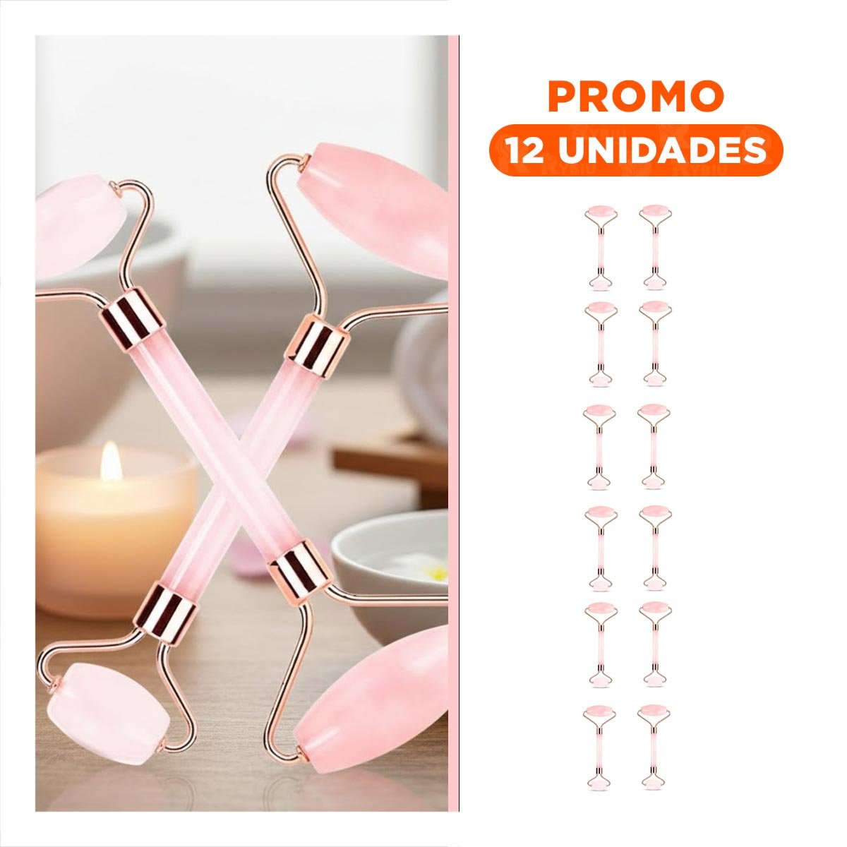 PACK12 JUEGO 1 DE LIMPIEZA Y BELLEZA FACIAL CUARZO ROSADO MARMOLEADO Y+REGALO STICKER - 1