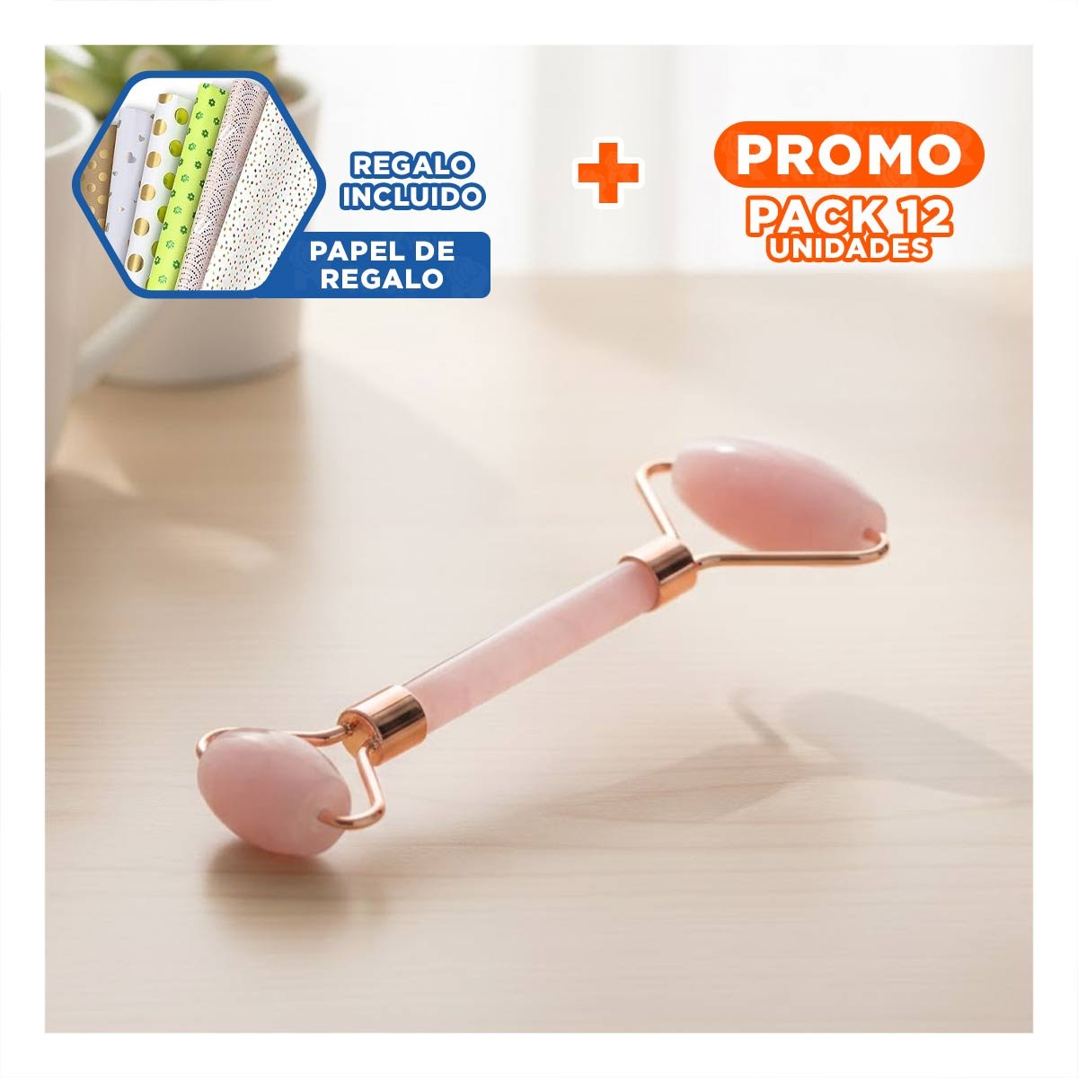 PACK12 KIT 1 DE RUTINA FACIAL CUARZO ROSADO MARMOLEADO PARA HOGAR Y+PAPEL REGALO - 1