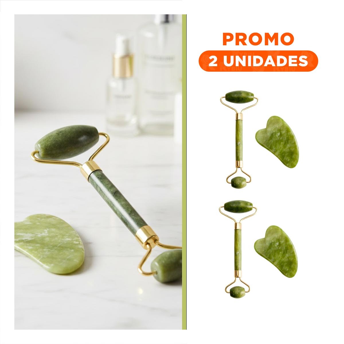 PACK2 JUEGO 1 DE CUARZO ROSADO MARMOLEADO PARA CUIDADO FACIAL - 1