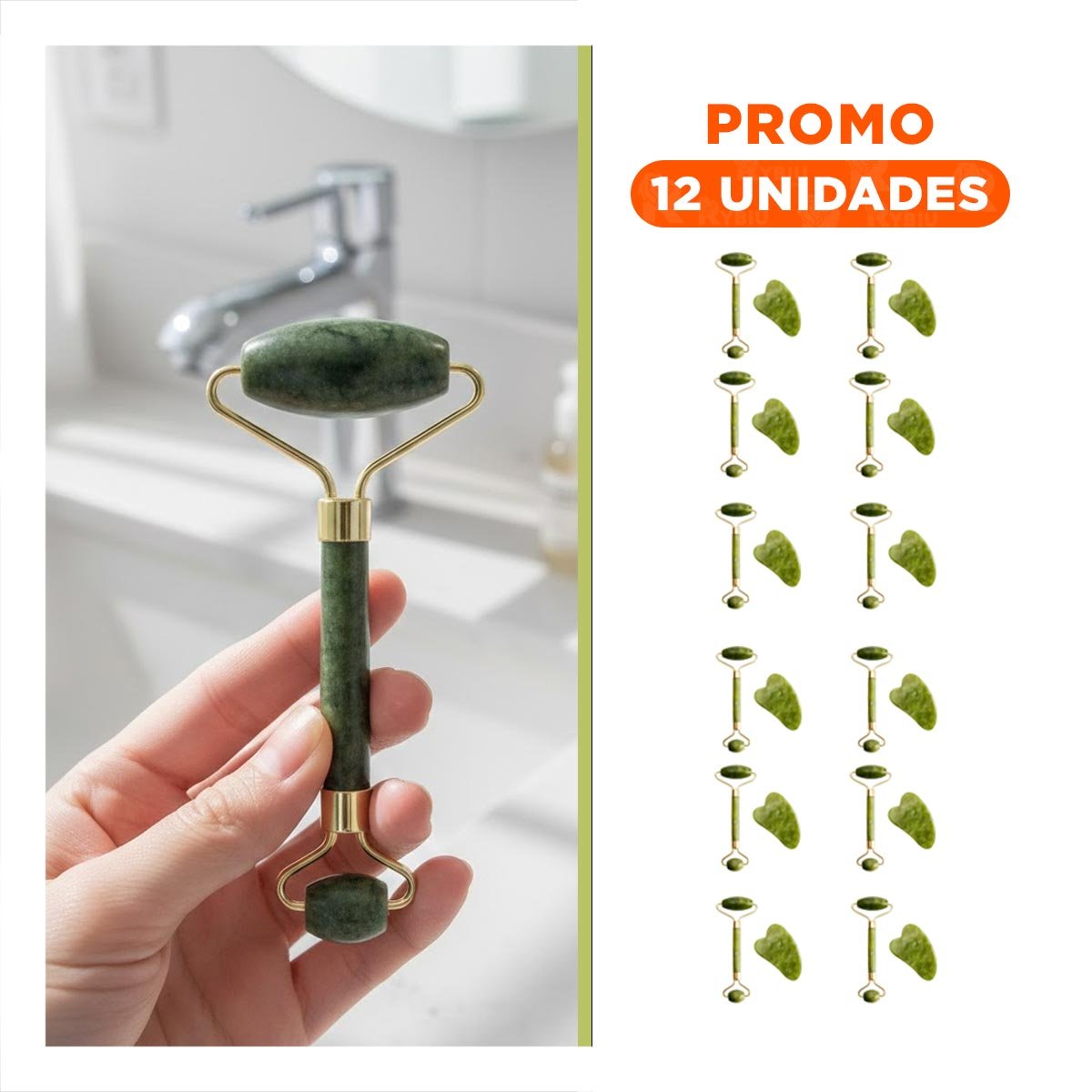 PACK12 JUEGO 1 DE LIMPIEZA Y BELLEZA FACIAL CUARZO ROSADO MARMOLEADO Y+REGALO STICKER - 1