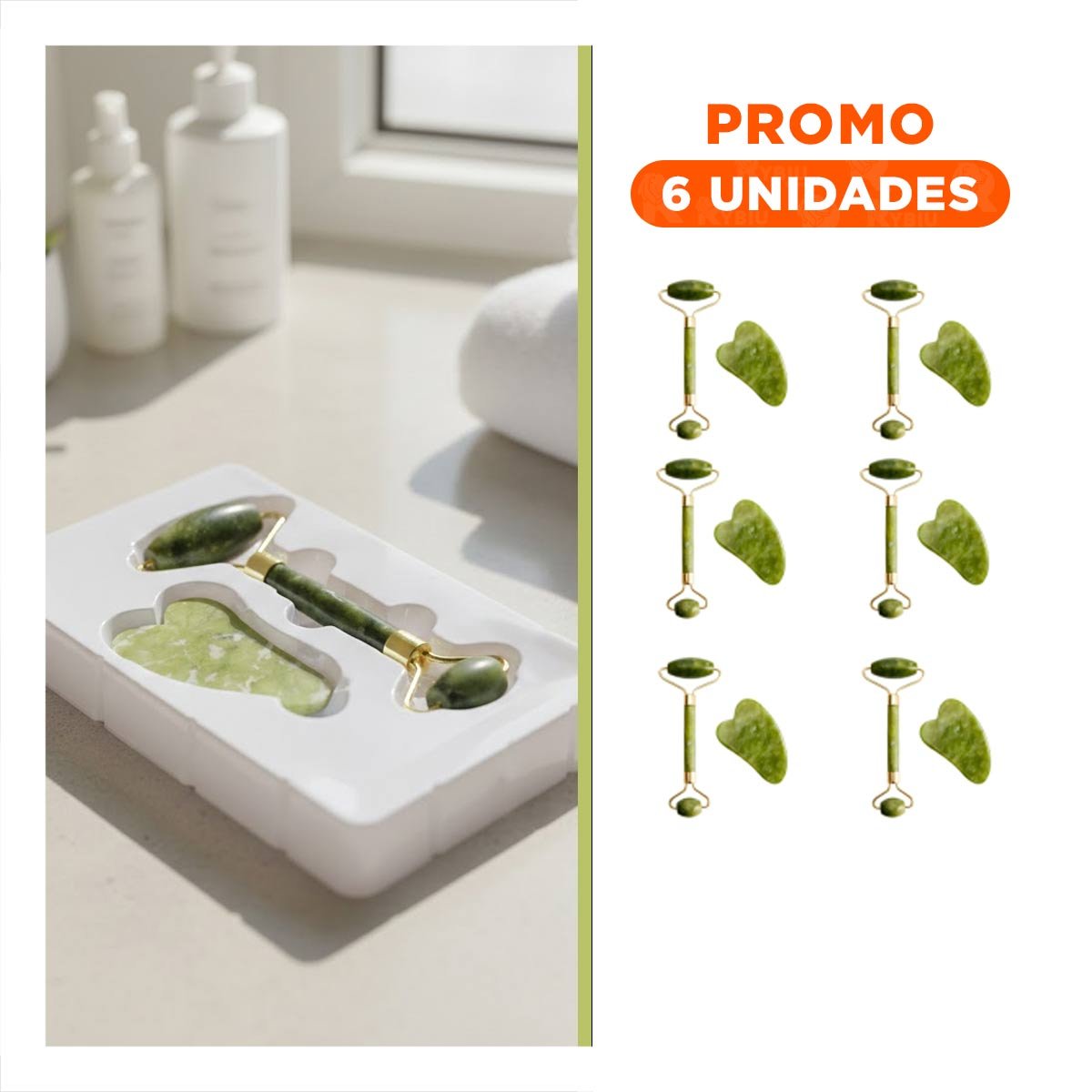 PACK6 COLECCION 1 DE CUARZO ROSADO MARMOLEADO PARA BELLEZA EN CASA - 1