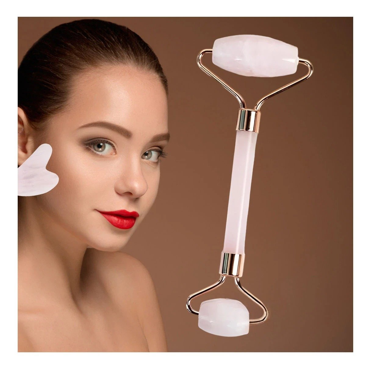 PACK2 COMBO 1 DE CUARZO ROSADO MARMOLEADO PARA RUTINA DE BELLEZA Y+PAPEL REGALO - 5