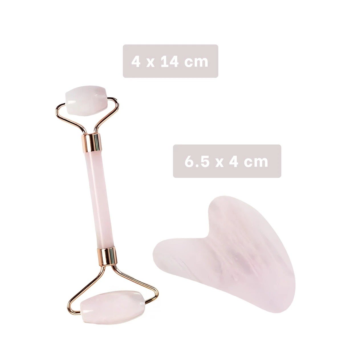 PACK4 CONJUNTO 1 DE CUARZO ROSADO MARMOLEADO PARA MASAJE FACIAL - 4