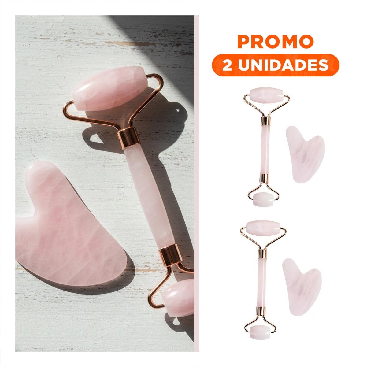 PACK2 JUEGO 1 DE CUARZO ROSADO MARMOLEADO PARA CUIDADO FACIAL - 1