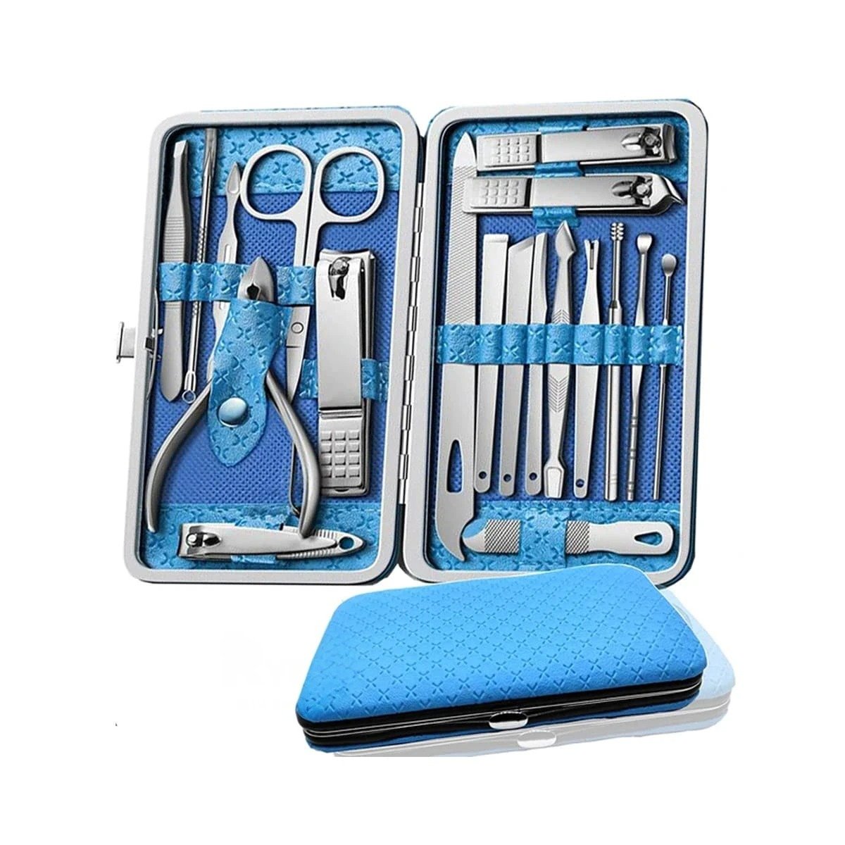 PACK6 SET DE ACCESORIOS DE MANICURE Y PEDICURE 19 PIEZAS CELESTE PROFESIONAL Y+REGALO STICKER - 2