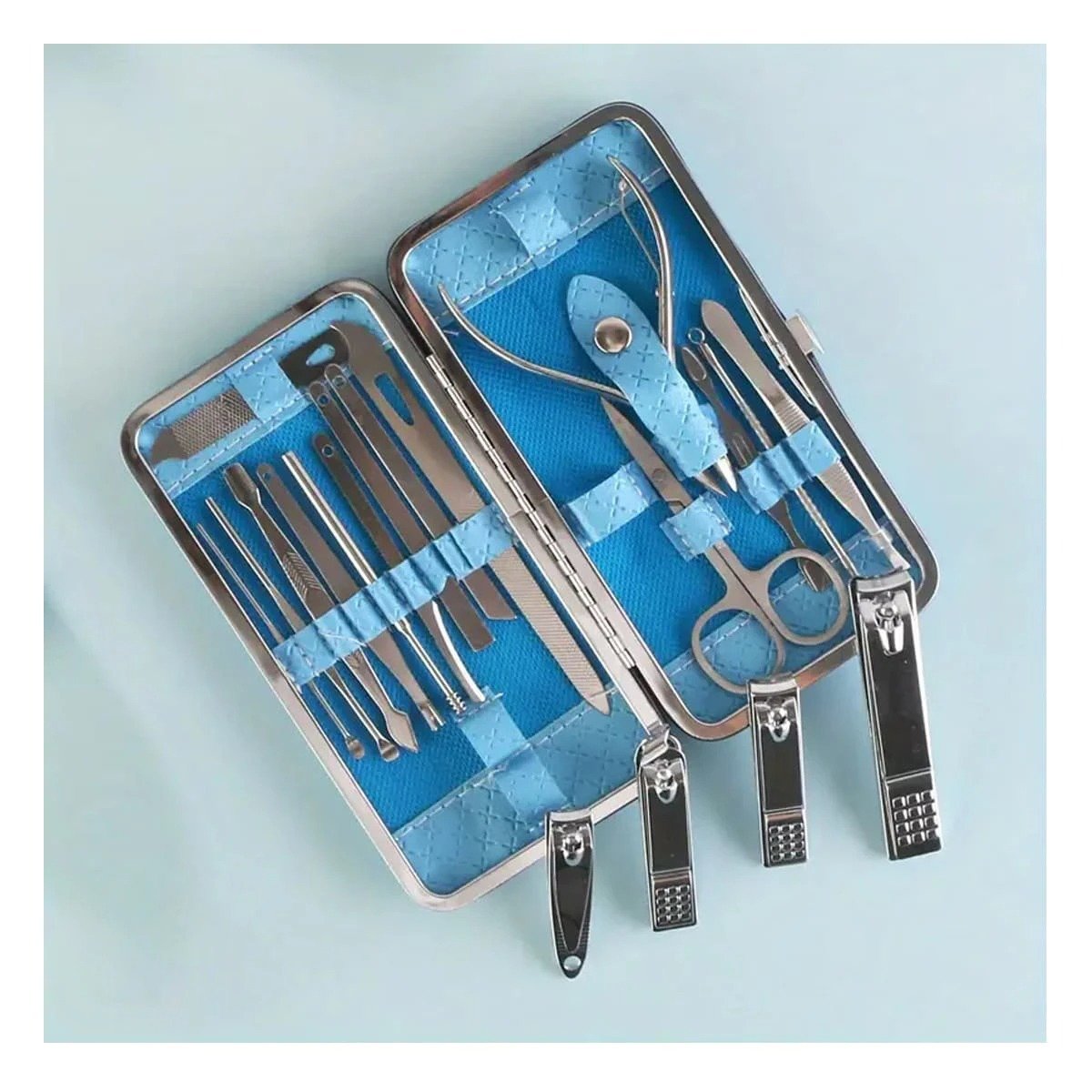 PACK6 SET DE ACCESORIOS DE MANICURE Y PEDICURE 19 PIEZAS CELESTE PROFESIONAL Y+REGALO STICKER - 5