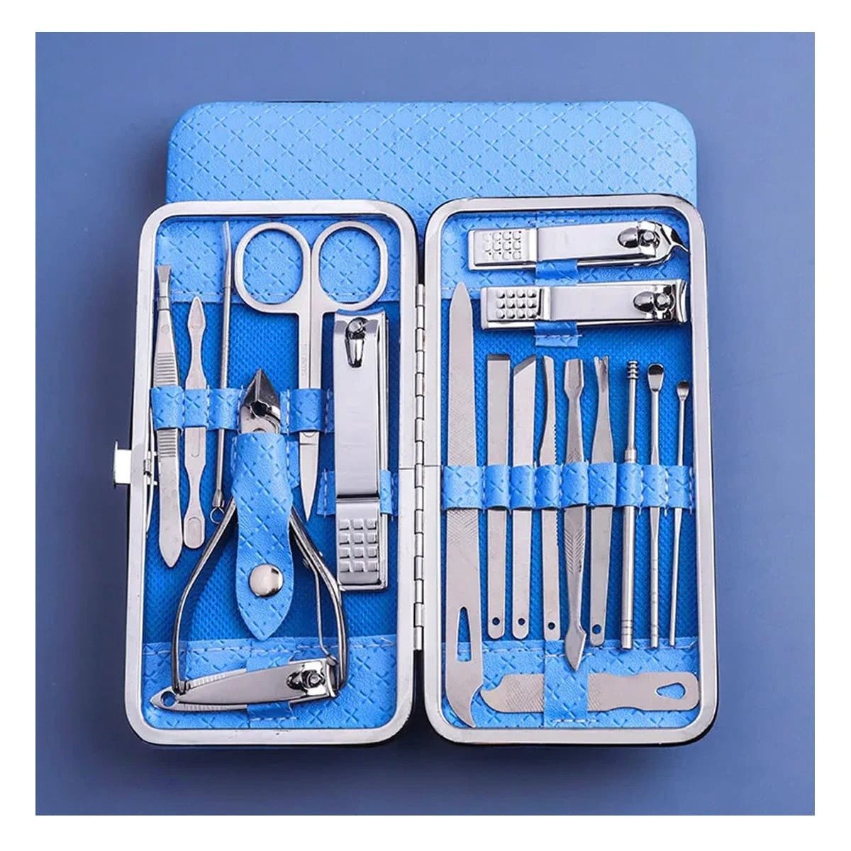 PACK2 ESTUCHE COMPLETO DE MANICURE Y PEDICURE 19 PIEZAS CELESTE PARA CASA - 3