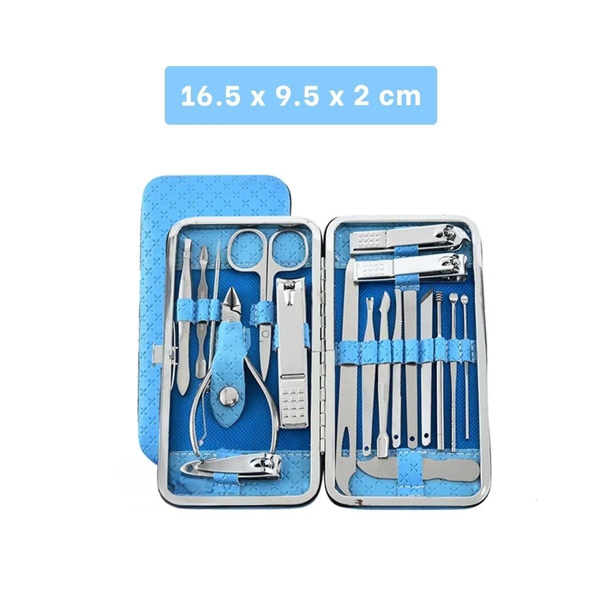 PACK4 SET DE HERRAMIENTAS DE MANICURE Y PEDICURE 19 PIEZAS CELESTE PROFESIONAL - 4