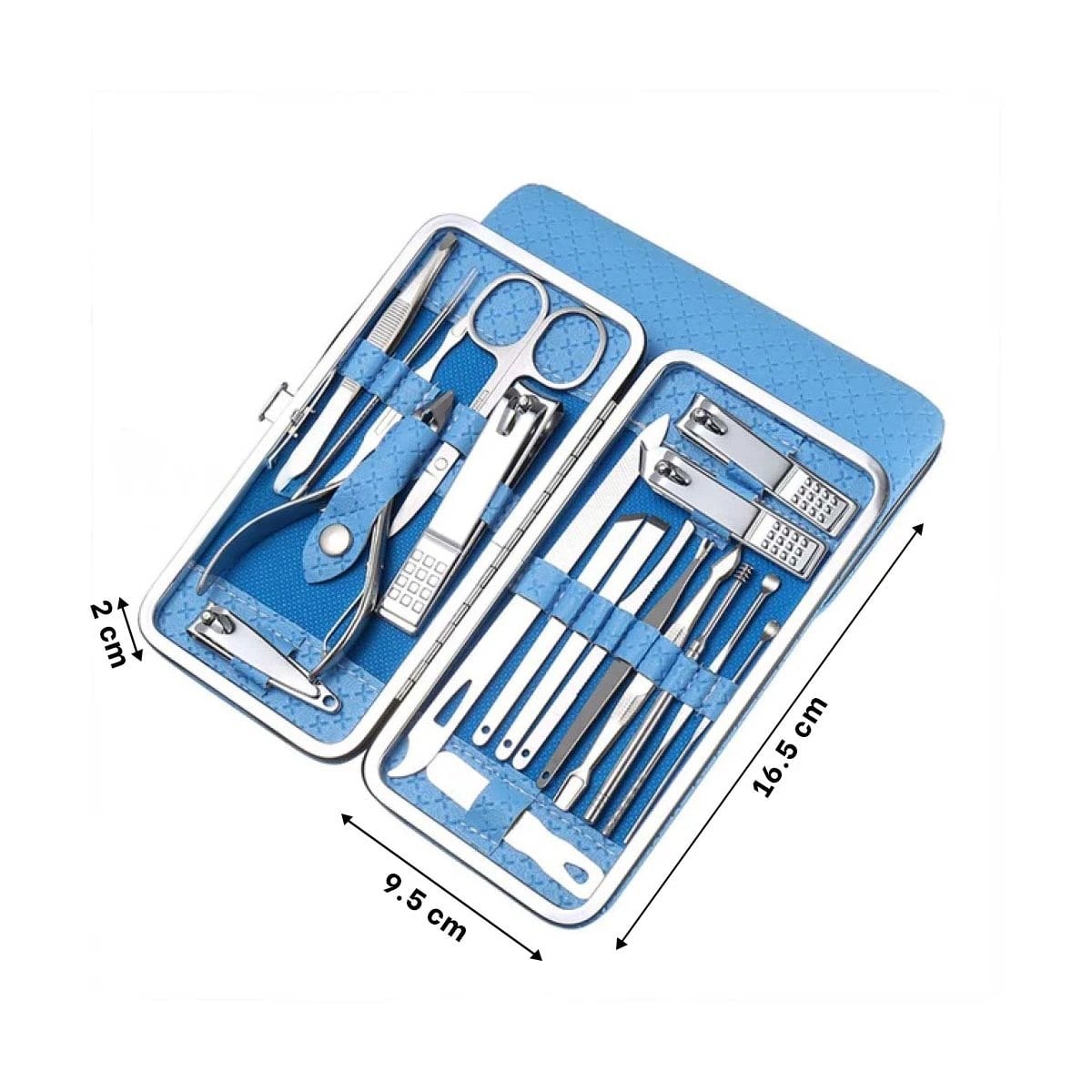 PACK6 EQUIPO DE HERRAMIENTAS DE MANICURE Y PEDICURE 19 PIEZAS CELESTE - 4