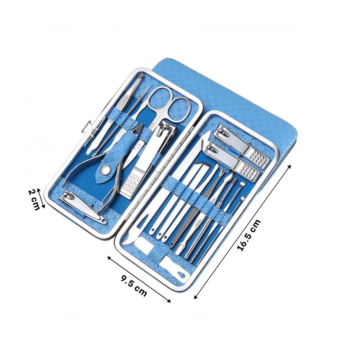PACK2 JUEGO COMPLETO DE MANICURE Y PEDICURE 19 PIEZAS CELESTE PARA VIAJES Y+REGALO STICKER - 4