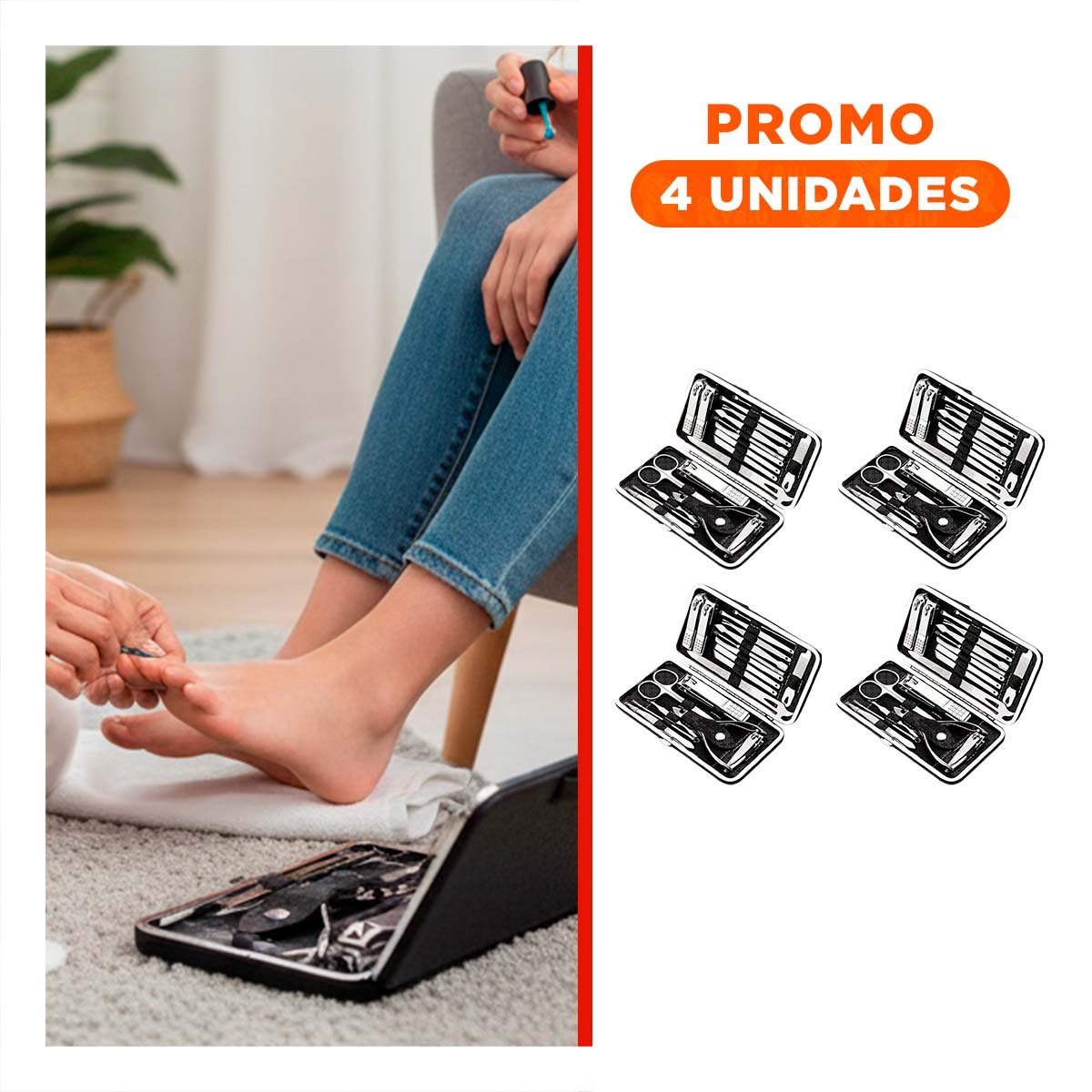 PACK4 ESTUCHE DE HERRAMIENTAS DE MANICURE Y PEDICURE 19 PIEZAS CELESTE Y+REGALO STICKER - 1