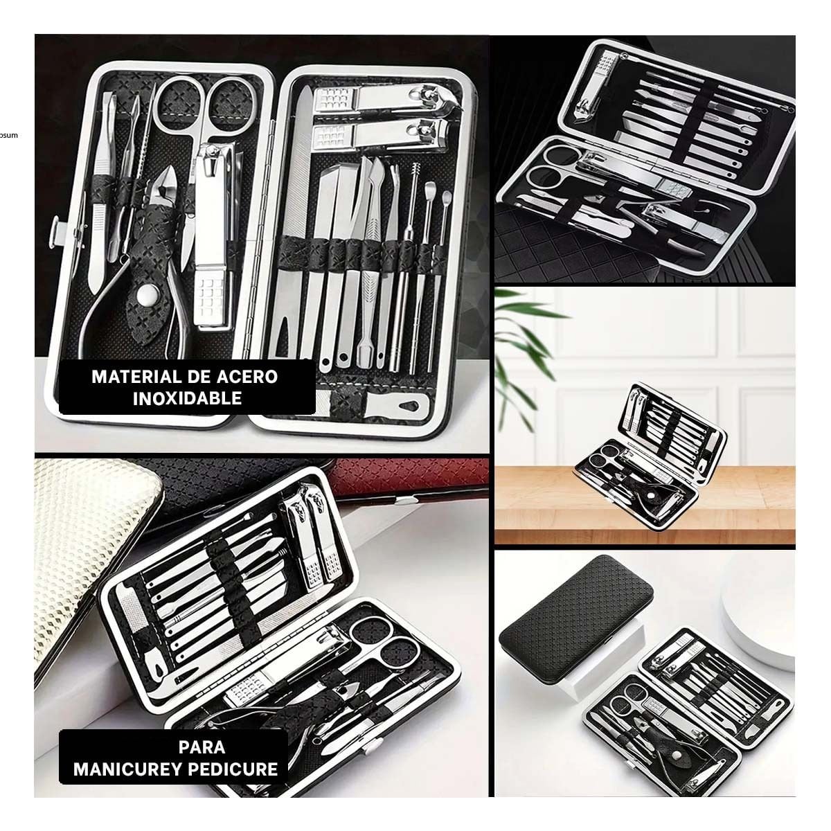 PACK12 ESTUCHE DE ACCESORIOS DE MANICURE Y PEDICURE 19 PIEZAS CELESTE Y+PAPEL REGALO - 2