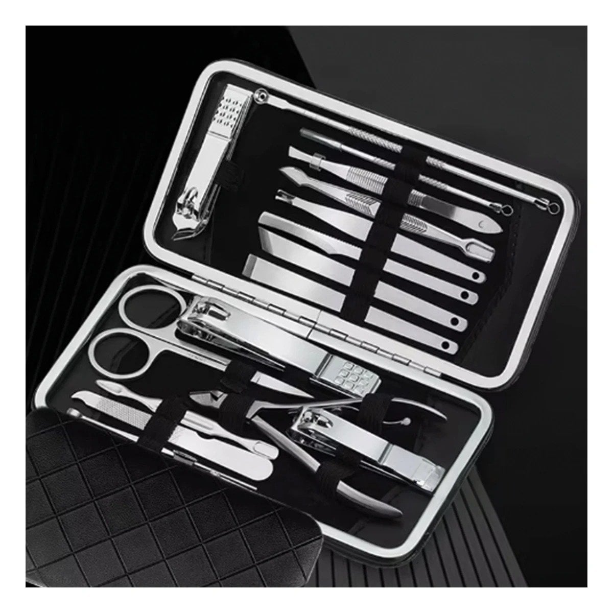 PACK12 ESTUCHE DE ACCESORIOS DE MANICURE Y PEDICURE 19 PIEZAS CELESTE Y+PAPEL REGALO - 3