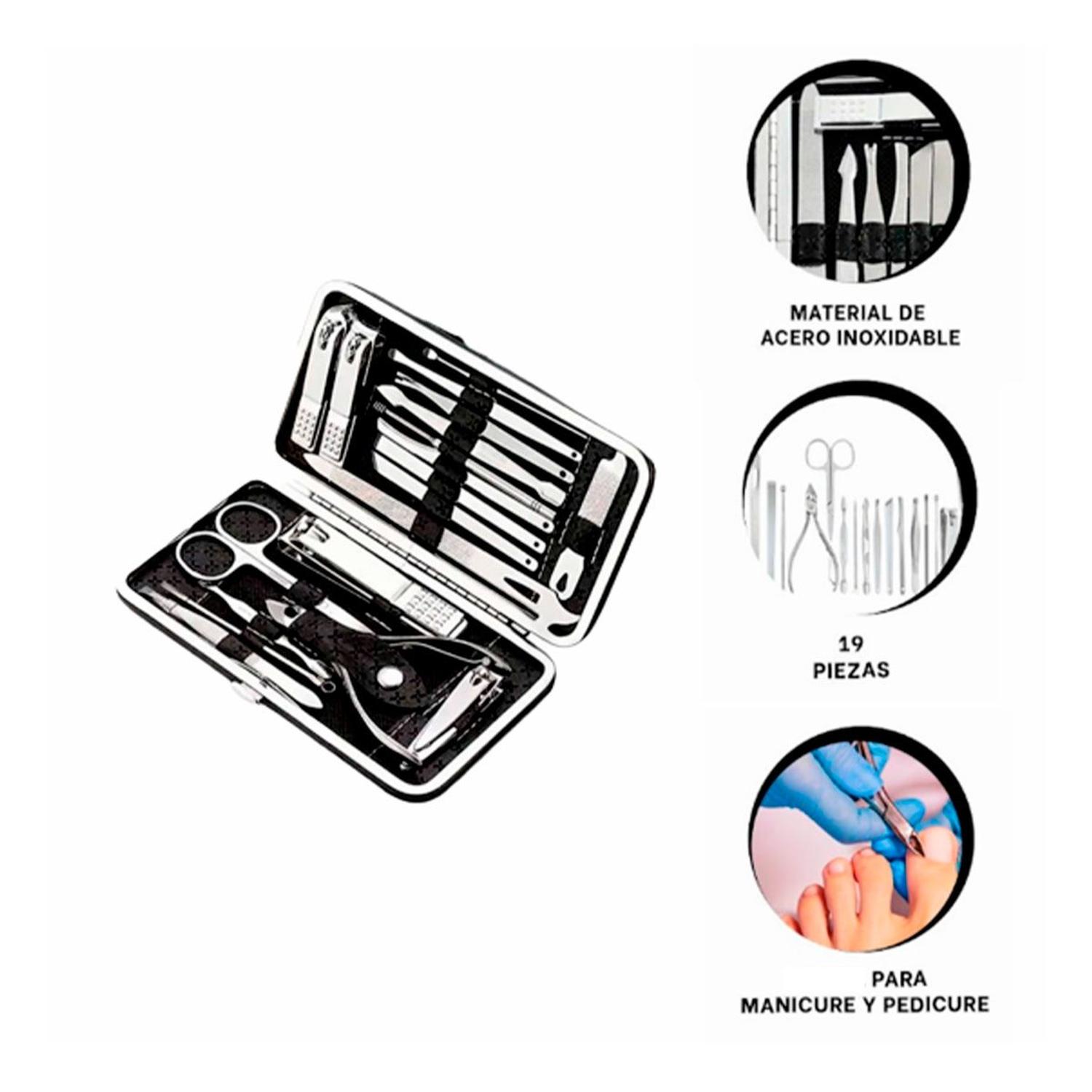 PACK12 ESTUCHE DE ACCESORIOS DE MANICURE Y PEDICURE 19 PIEZAS CELESTE Y+PAPEL REGALO - 6