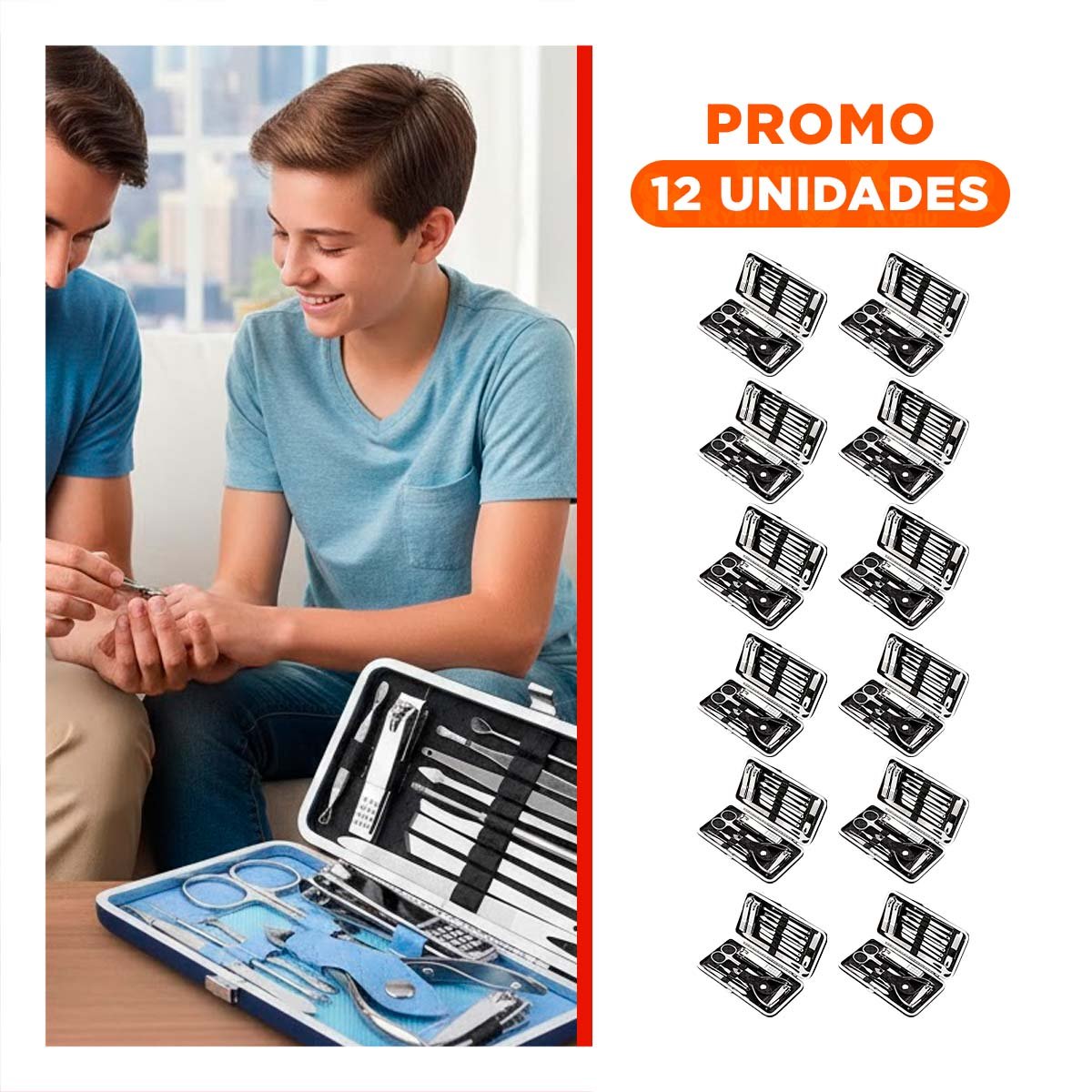 PACK12 EQUIPO DE ACCESORIOS DE MANICURE Y PEDICURE 19 PIEZAS CELESTE Y+REGALO STICKER - 1