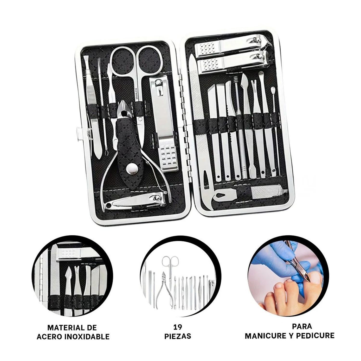 PACK6 JUEGO DE HERRAMIENTAS DE MANICURE Y PEDICURE 19 PIEZAS CELESTE Y+PAPEL REGALO - 6