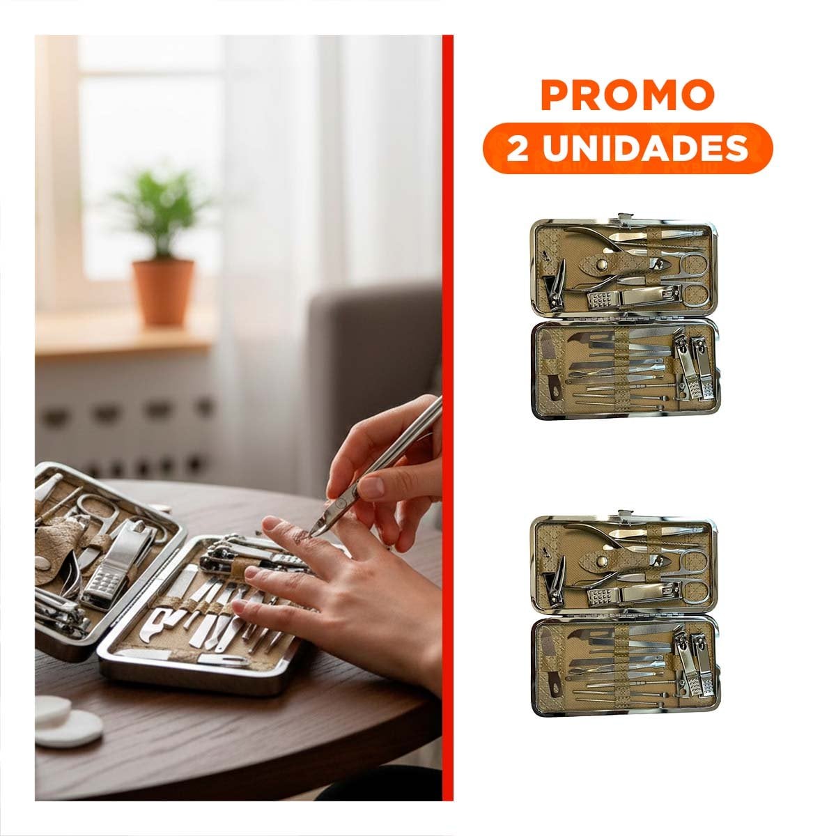 PACK2 ESTUCHE COMPLETO DE MANICURE Y PEDICURE 19 PIEZAS CELESTE PARA CASA - 1
