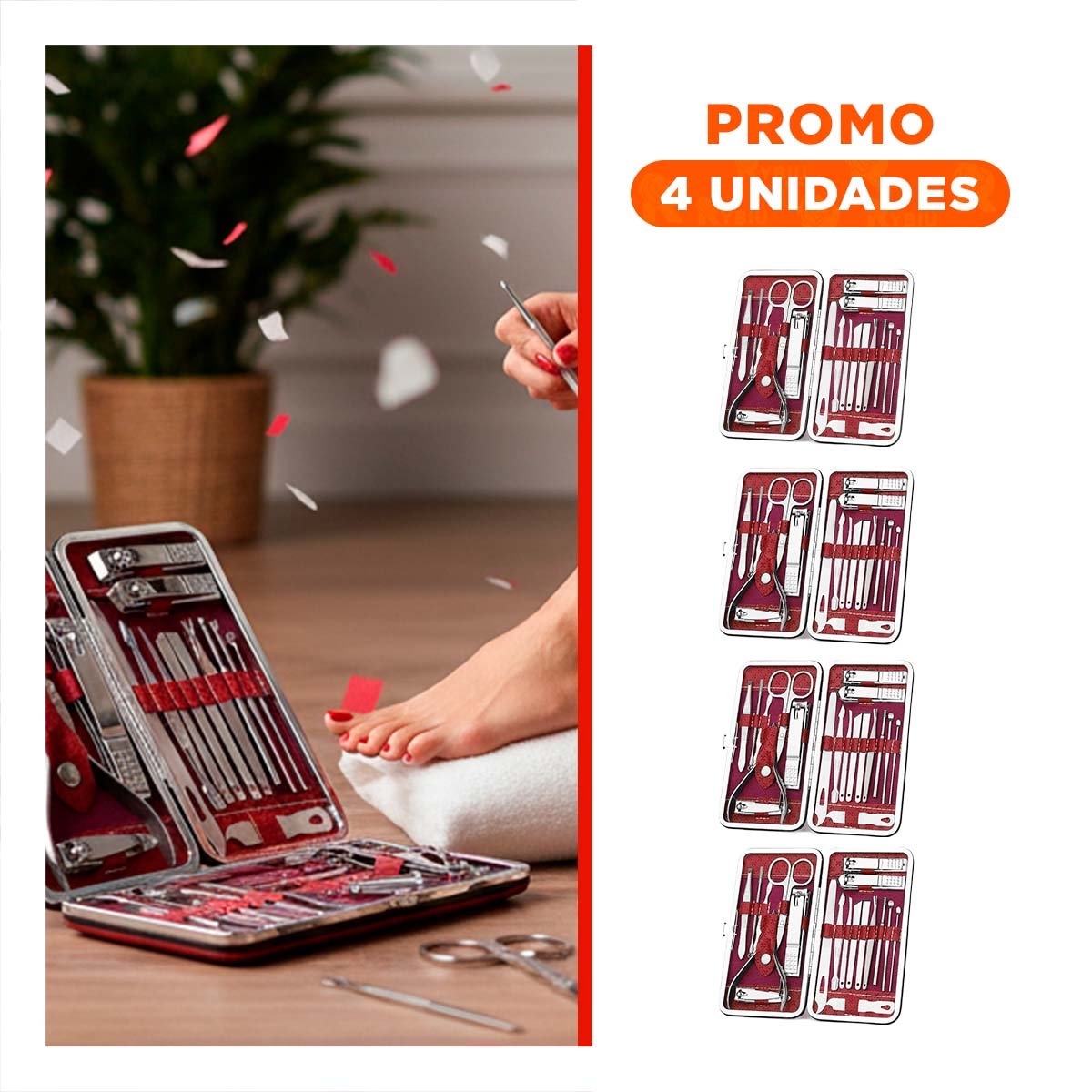 PACK4 ESTUCHE DE HERRAMIENTAS DE MANICURE Y PEDICURE 19 PIEZAS CELESTE Y+REGALO STICKER - 1