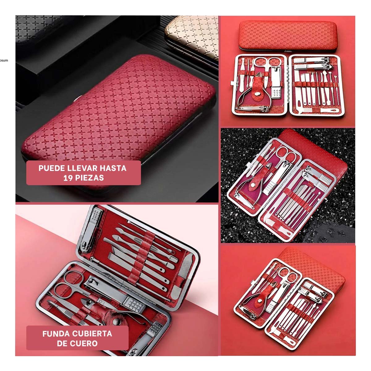 PACK4 ESTUCHE DE HERRAMIENTAS DE MANICURE Y PEDICURE 19 PIEZAS CELESTE Y+REGALO STICKER - 2