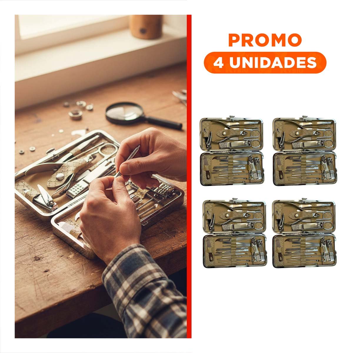 PACK4 ESTUCHE DE HERRAMIENTAS DE MANICURE Y PEDICURE 19 PIEZAS CELESTE Y+REGALO STICKER - 1