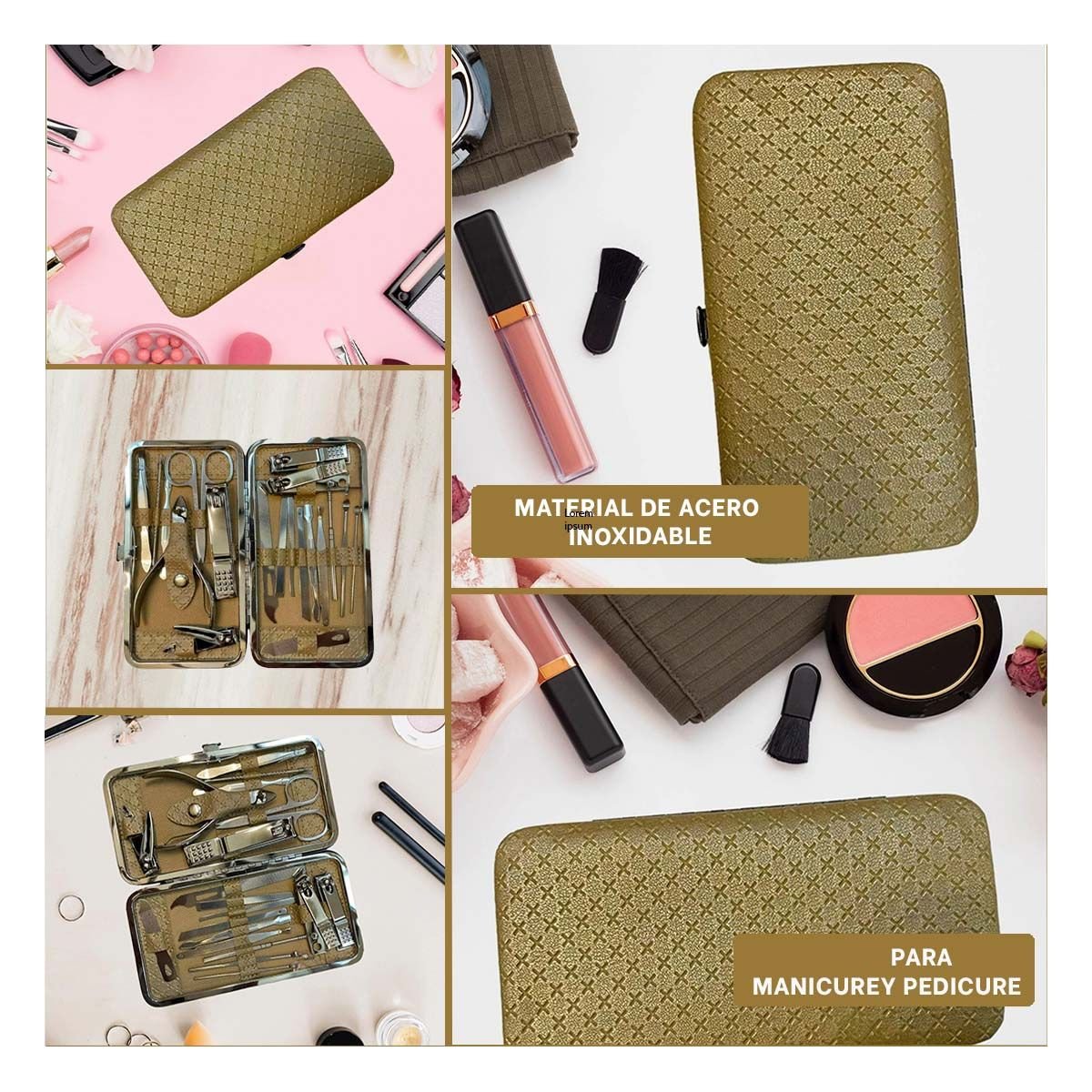 PACK4 ESTUCHE DE HERRAMIENTAS DE MANICURE Y PEDICURE 19 PIEZAS CELESTE Y+REGALO STICKER - 2