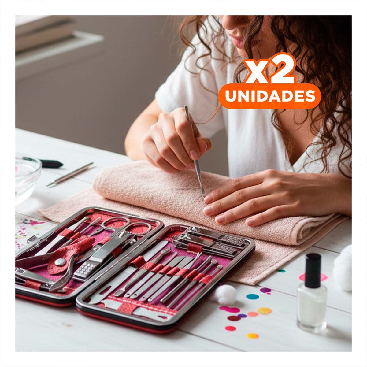 PACK2 JUEGO COMPLETO DE MANICURE Y PEDICURE 19 PIEZAS CELESTE PARA VIAJES Y+REGALO STICKER - 1