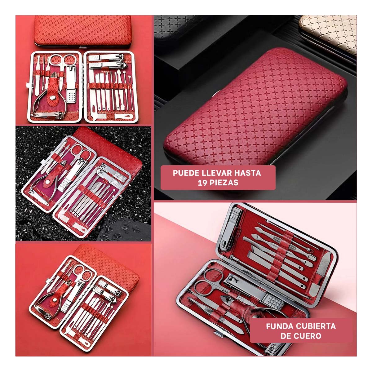 PACK2 EQUIPO PROFESIONAL DE MANICURE Y PEDICURE 19 PIEZAS CELESTE CON ESTUCHE Y+PAPEL REGALO - 3