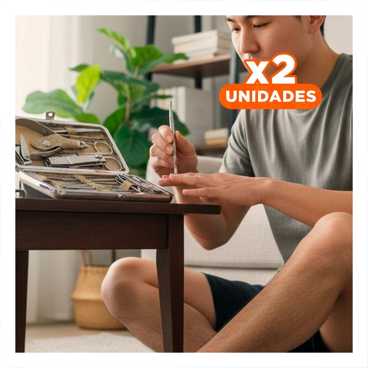 PACK2 JUEGO COMPLETO DE MANICURE Y PEDICURE 19 PIEZAS CELESTE PARA VIAJES Y+REGALO STICKER - 1