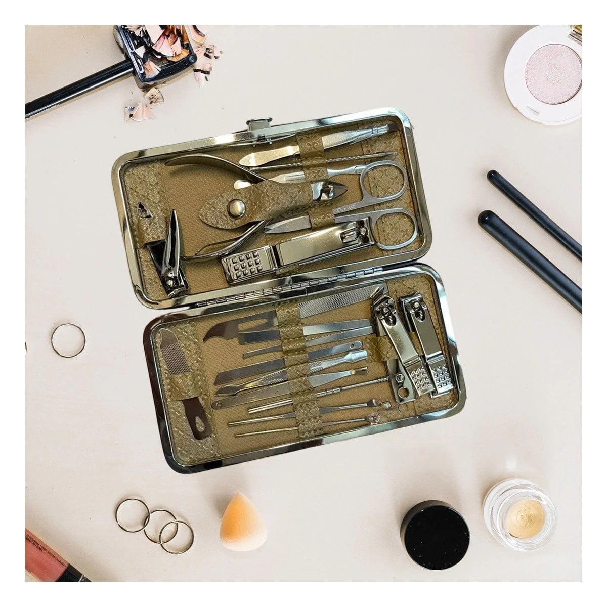 PACK2 JUEGO COMPLETO DE MANICURE Y PEDICURE 19 PIEZAS CELESTE PARA VIAJES Y+REGALO STICKER - 3