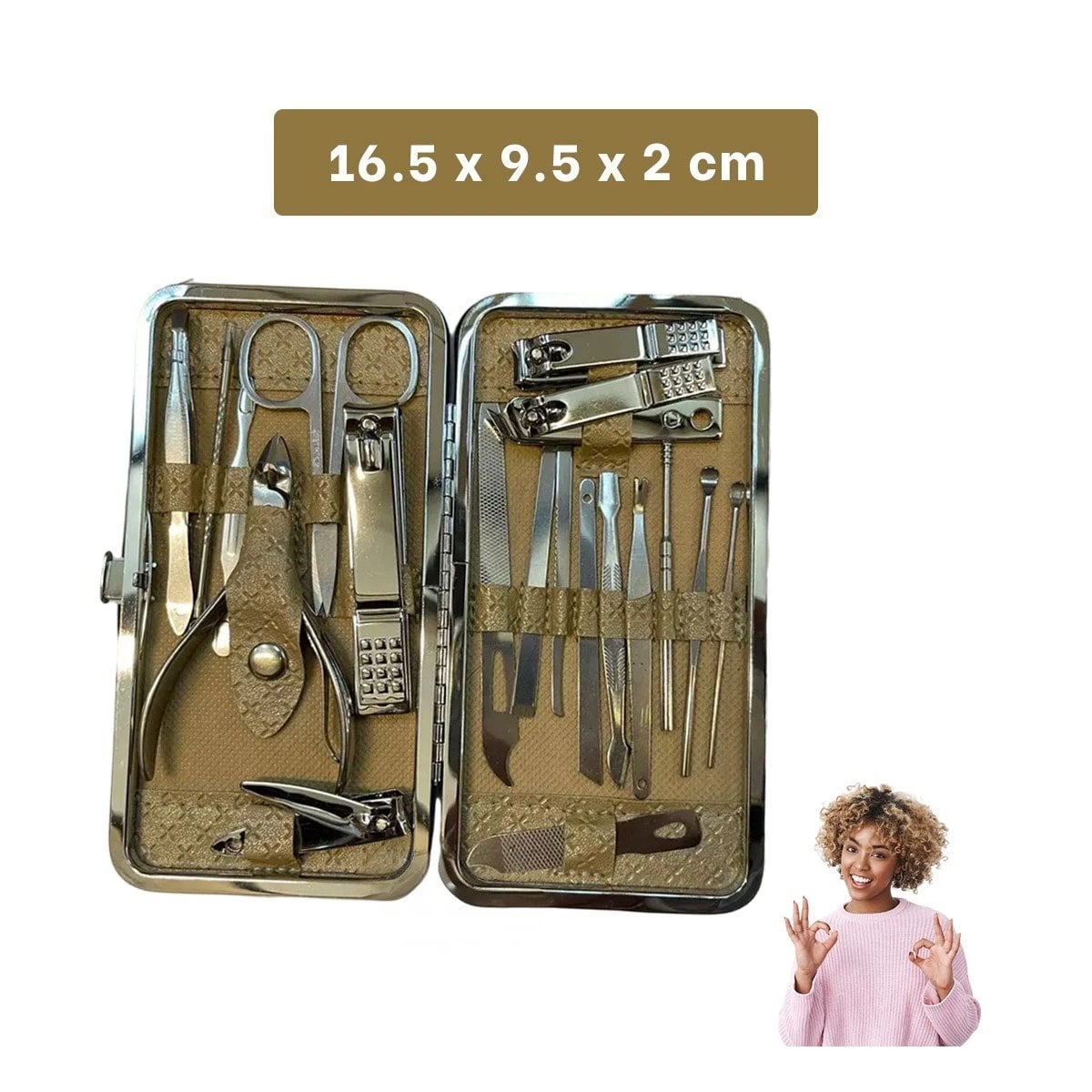 PACK2 JUEGO COMPLETO DE MANICURE Y PEDICURE 19 PIEZAS CELESTE PARA VIAJES Y+REGALO STICKER - 4