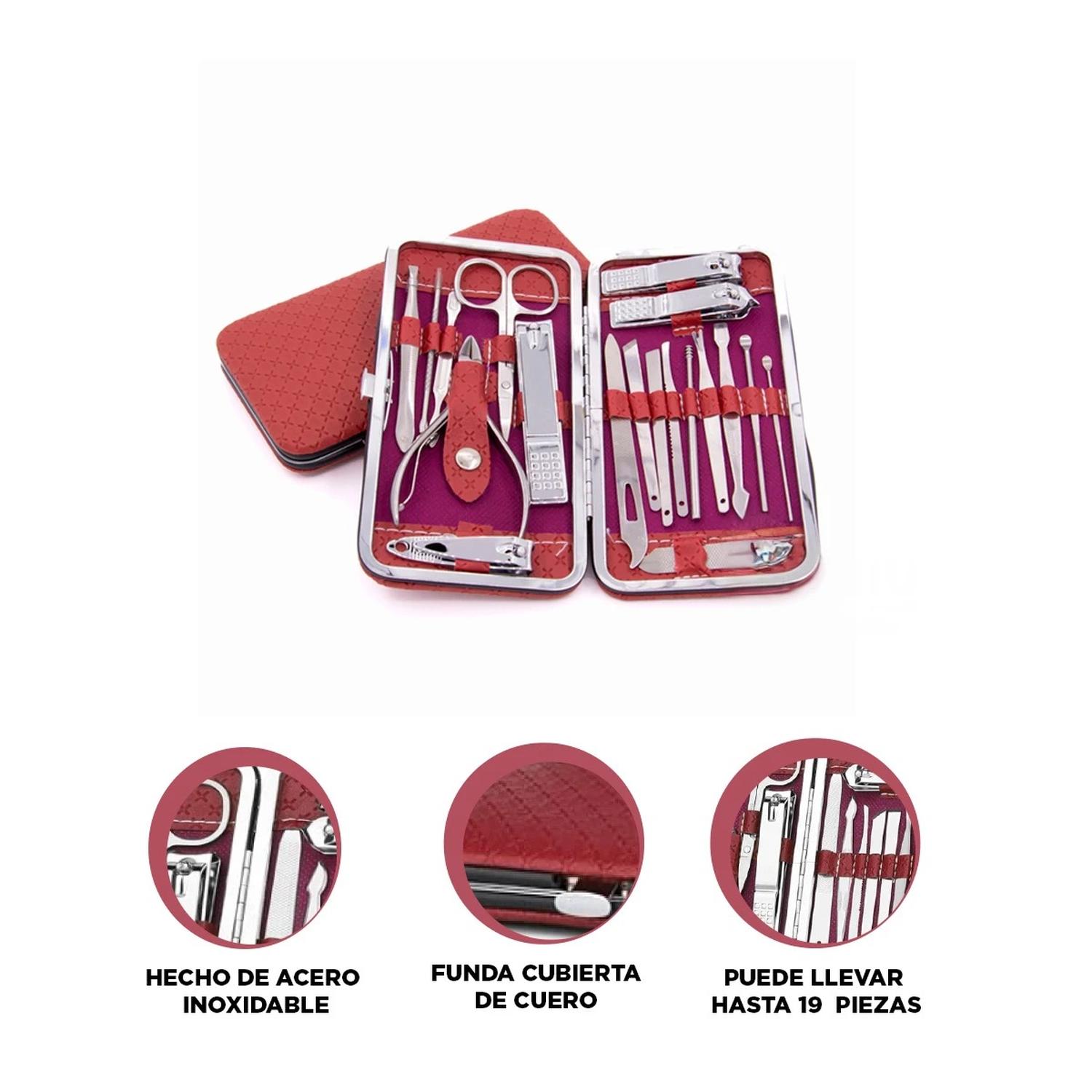 PACK6 JUEGO DE HERRAMIENTAS DE MANICURE Y PEDICURE 19 PIEZAS CELESTE Y+PAPEL REGALO - 6