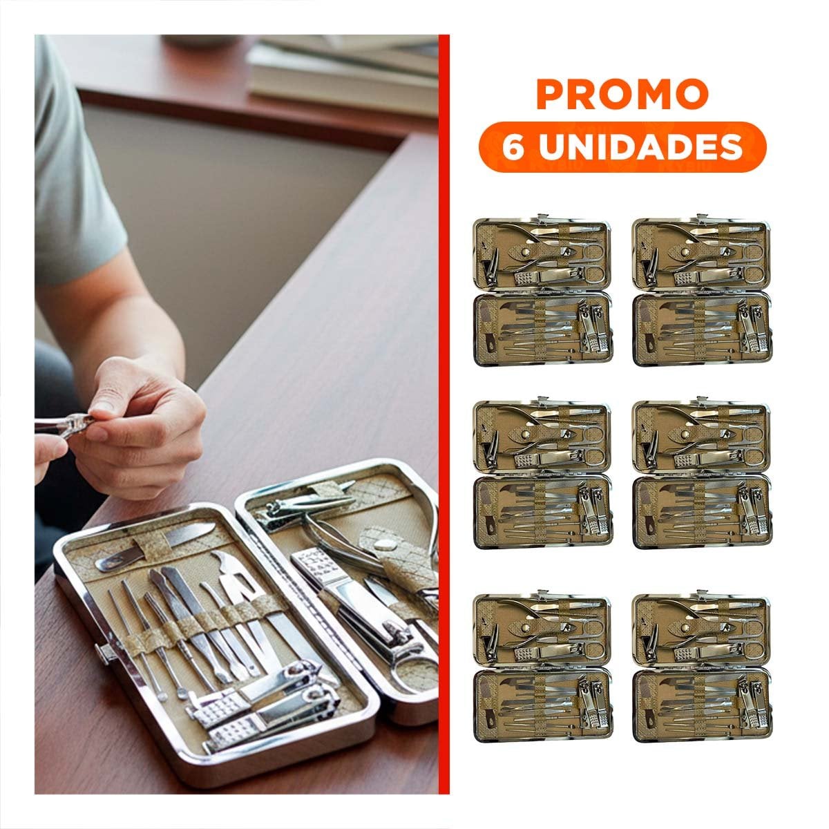 PACK6 EQUIPO DE HERRAMIENTAS DE MANICURE Y PEDICURE 19 PIEZAS CELESTE - 1