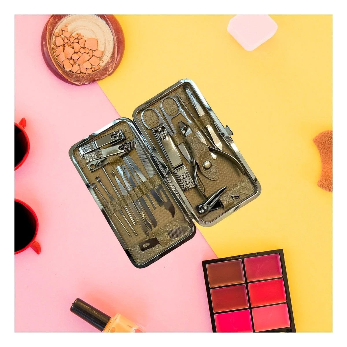 PACK6 EQUIPO DE HERRAMIENTAS DE MANICURE Y PEDICURE 19 PIEZAS CELESTE - 5