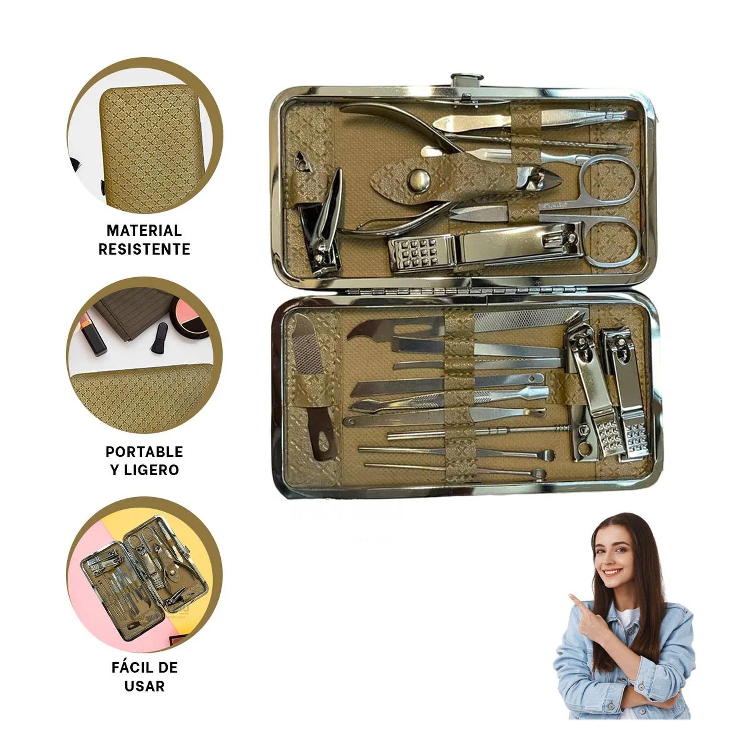 PACK12 ESTUCHE DE ACCESORIOS DE MANICURE Y PEDICURE 19 PIEZAS CELESTE Y+PAPEL REGALO - 6