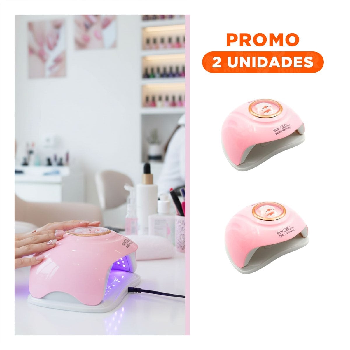 PACK2 EQUIPO LED SUN S8 PRO 2 EN 1 ROSADO SECADO RAPIDO DE UÑAS CHANCHO - 1