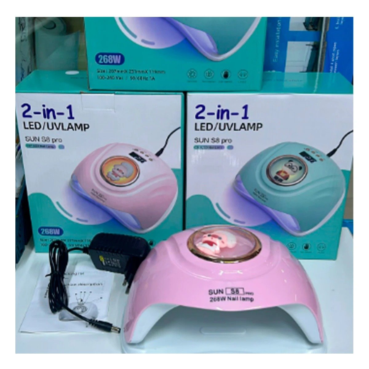 PACK2 EQUIPO LED SUN S8 PRO 2 EN 1 ROSADO SECADO RAPIDO DE UÑAS CHANCHO - 3