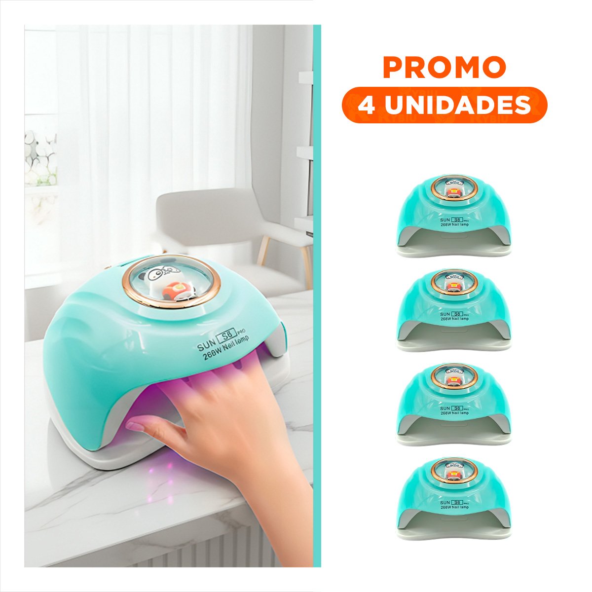 PACK4 APARATO LED SUN S8 PRO 2 EN 1 BLANCO PARA MANICURE PROFESIONAL TIGRE Y+REGALO STICKER - 1